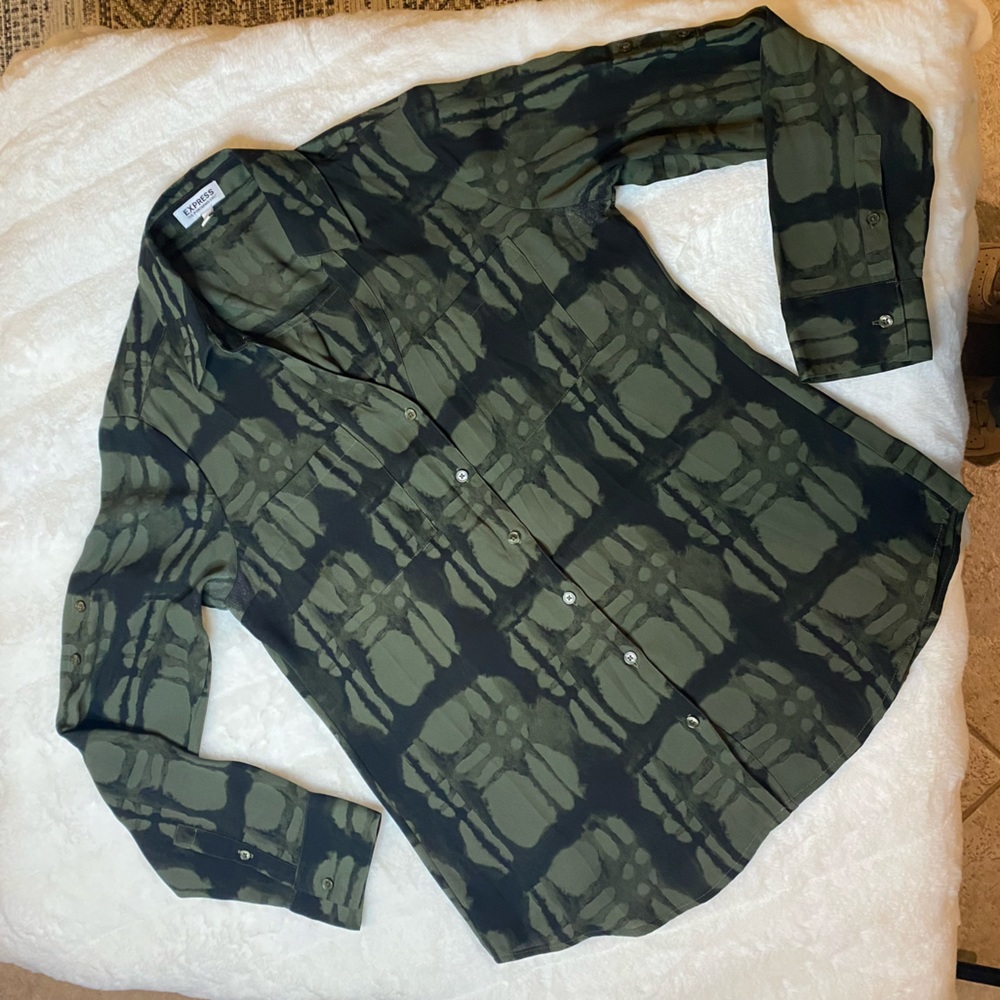 Express green and black blouse